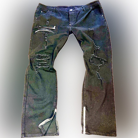 COPY - Black multi zippered nwot 38x32 means baggy zip ankle la flare Japanese … - Picture 10 of 16